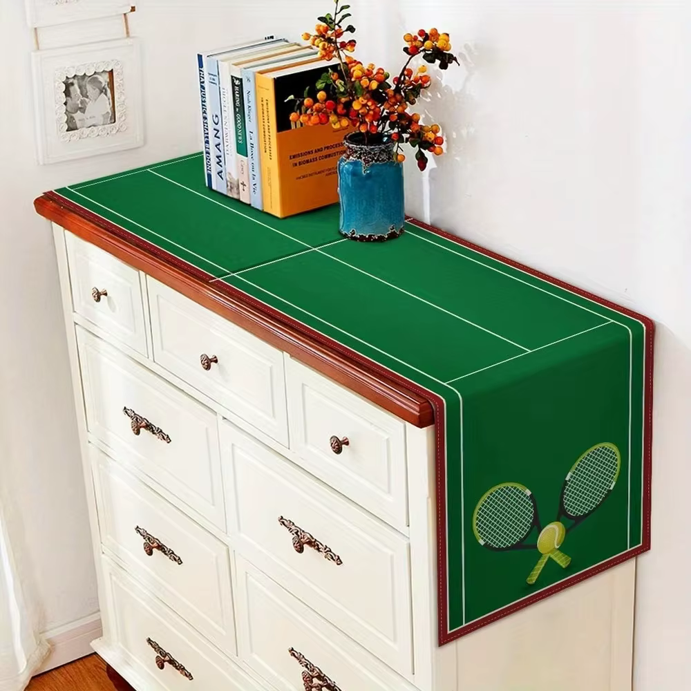 Chemin de table sur le thème du terrain de tennis, parfait pour la cuisine, l'anniversaire, les fêtes et la décoration de mariage, décoration de table essentielle pour la maison
