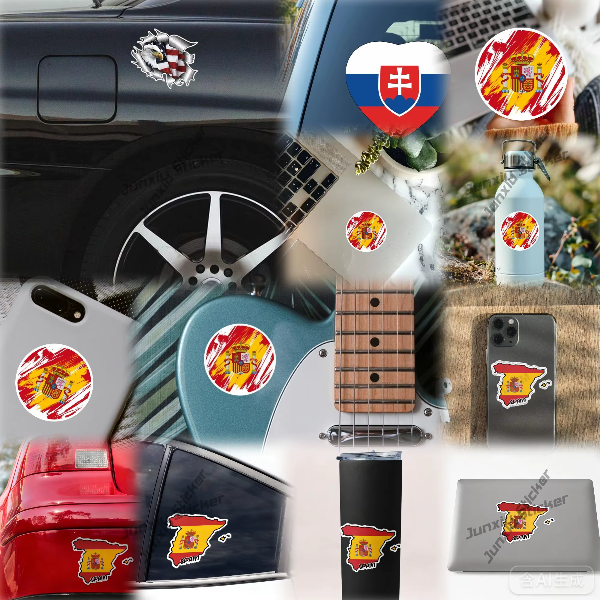 Autocollant rond en vinyle pour voiture, symbole d'abeille miel, Animal, autocollant extérieur anti-rayures, pare-chocs de moto, camion, pick-up, camping-car