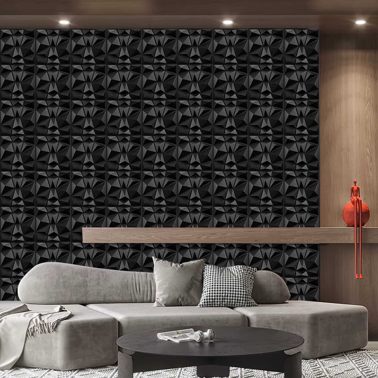 Panneaux muraux 3D pour décoration murale intérieure, panneaux muraux d'accent texturé de diamant moderne pour salon de jeu, paquet de 12/20/30