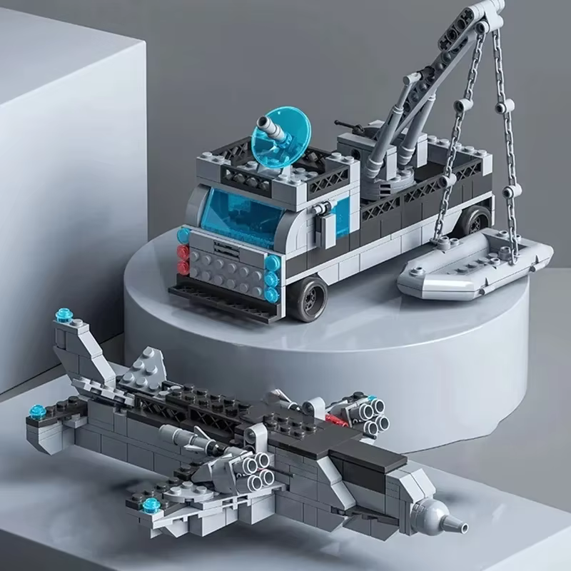 Ensemble de blocs de construction de navires militaires 6 en 1 de 65,5 cm, jouets de bataille pour garçons, modèles de bateaux et d'avions de l'armée, jouets en briques, cadeaux de Noël