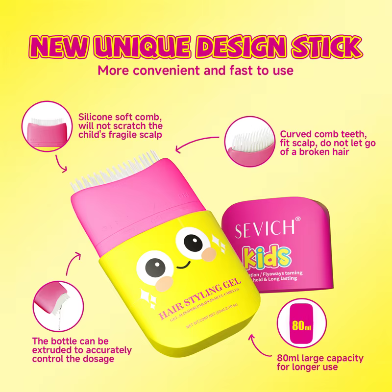 Gel coiffant pour enfants, bâton de cire pour cheveux rebelles, crème coiffante pour enfants avec peigne, bâton de finition pour cheveux