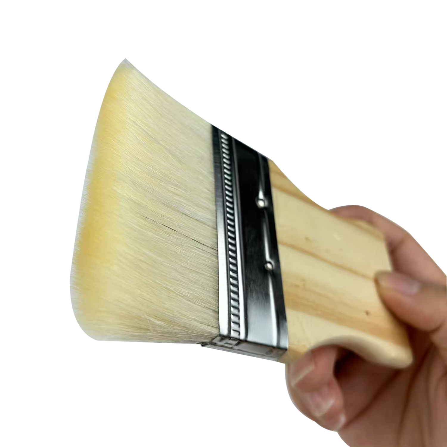 Ensemble de 3 pinceaux plats en laine de haute qualité pour peinture à l'huile et à l'acrylique, manche en bois naturel avec virole métallique