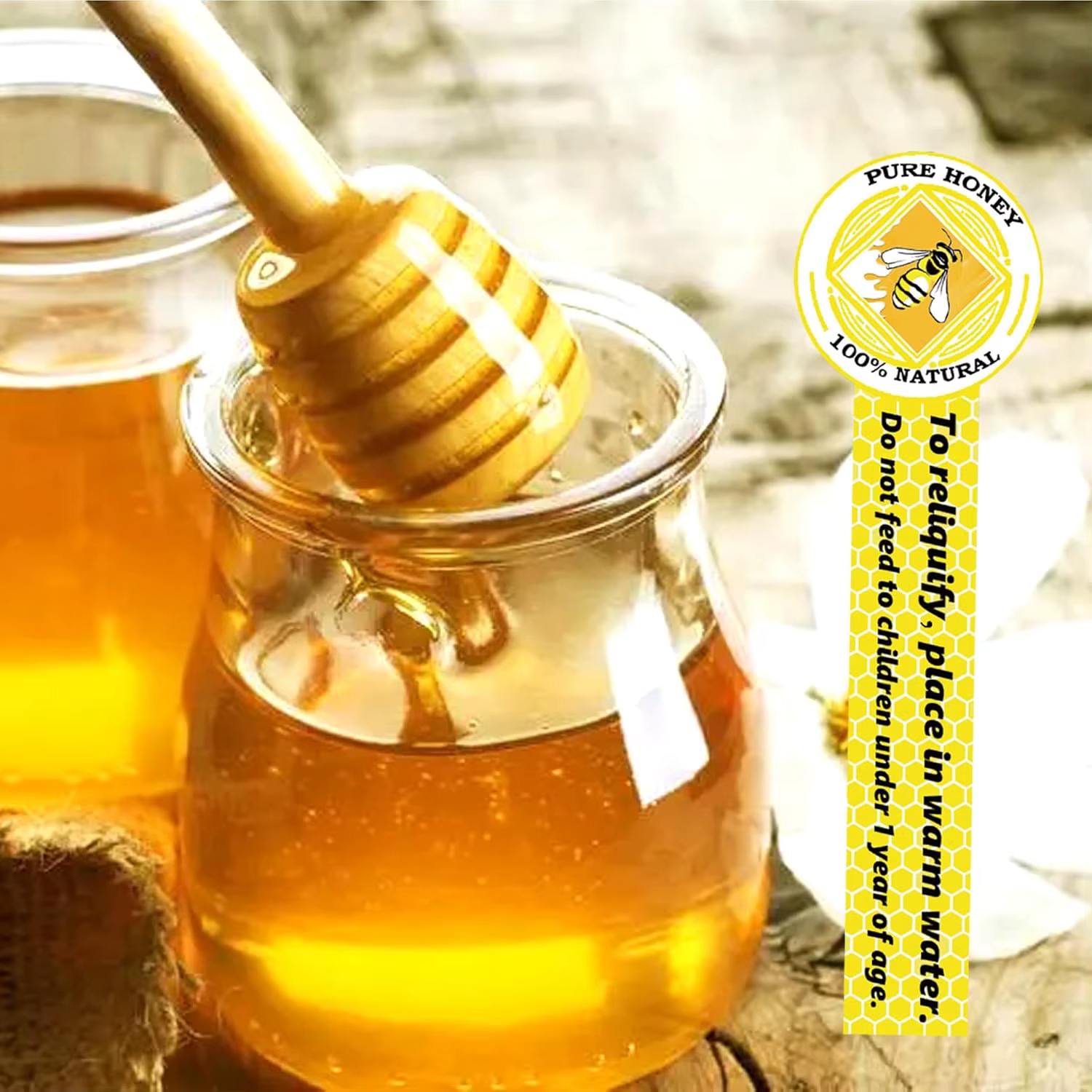 500 pièces autocollants de miel pur inviolable 1x3.5 pouces étiquettes de sceaux inviolables étiquette de miel pour pots de miel étiquettes de couvercle de bouteille