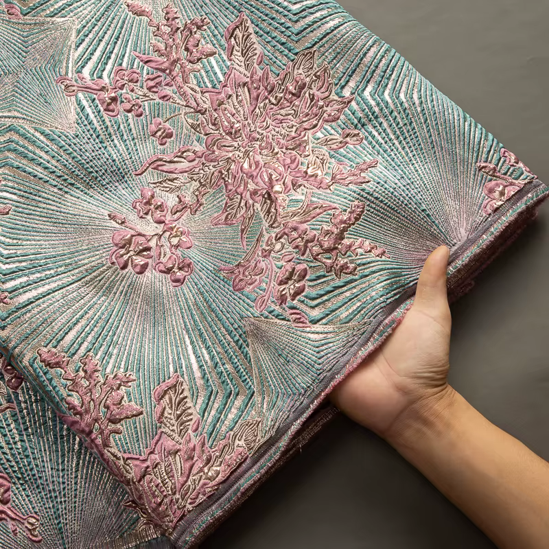 Kalporcelain-Tissu africain en dentelle pour la couture de robes de soirée de mariage, brocart doré, jacquard, offre spéciale, 5 mètres, F3466