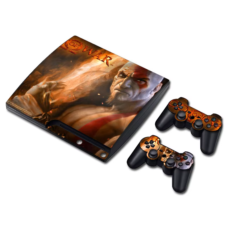 Autocollant de peau pour console et manettes PS3 Slim, motif God of War, en vinyle