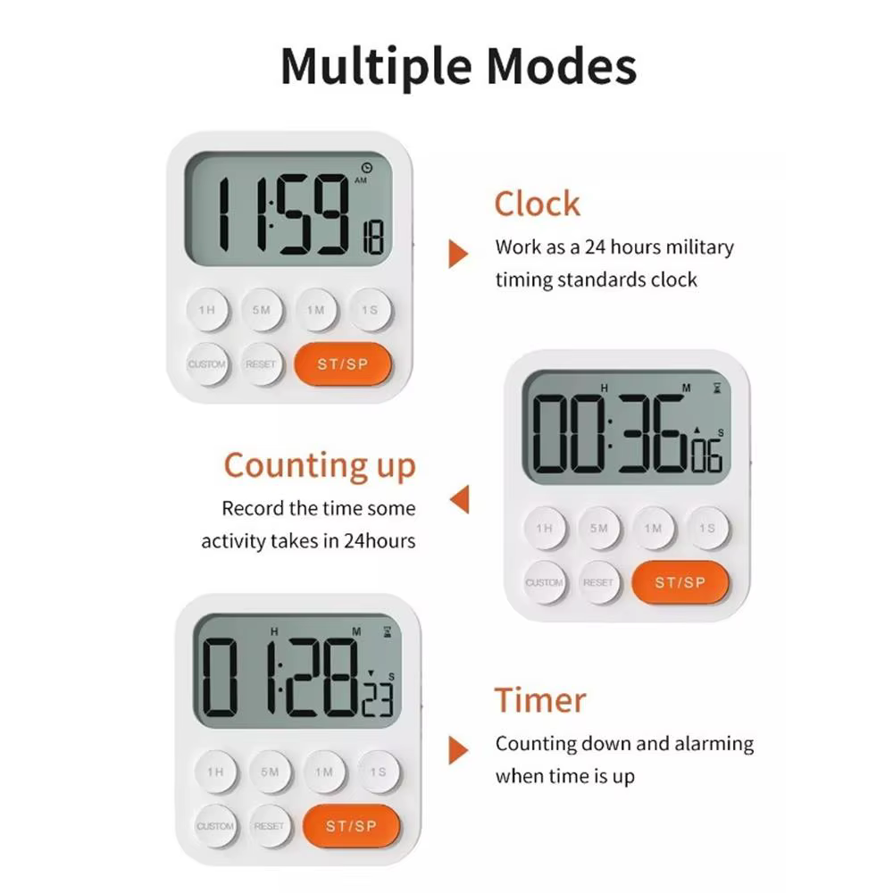 Minuterie numérique LCD, compte à rebours, chronomètre, cuisine à domicile, horloge de cuisine, minuterie de cuisson, douche, fitness, irritation, salle d'étude