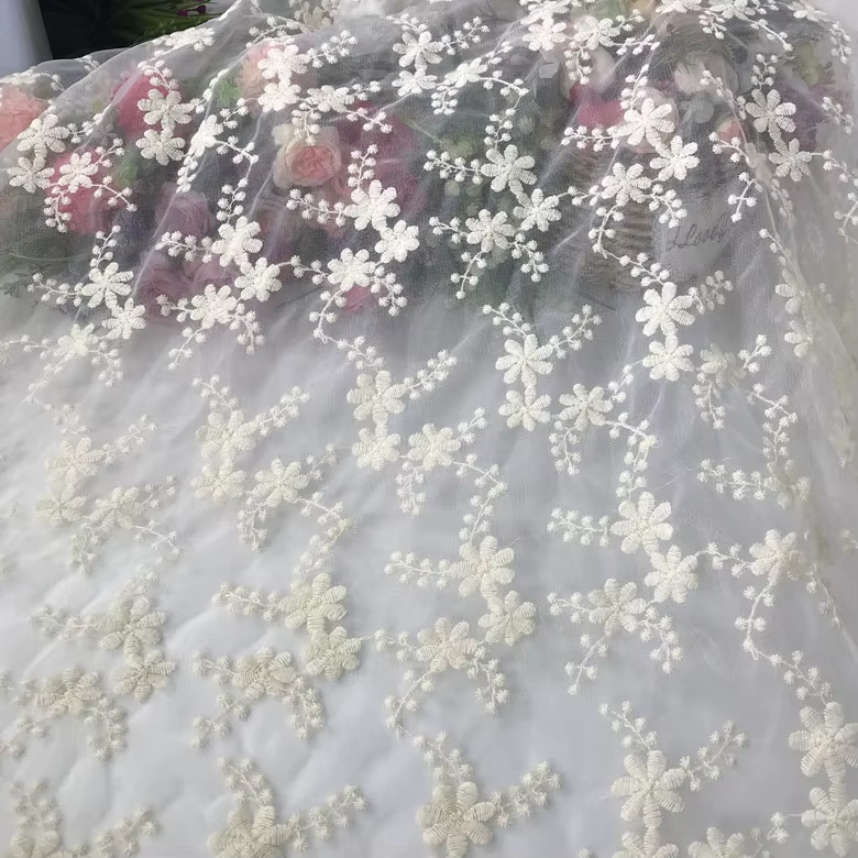 Tissu en dentelle pour robe de mariée, robe d'aviation à la main, nappe en maille, vêtements de littérature douce, prix de 1 mètre