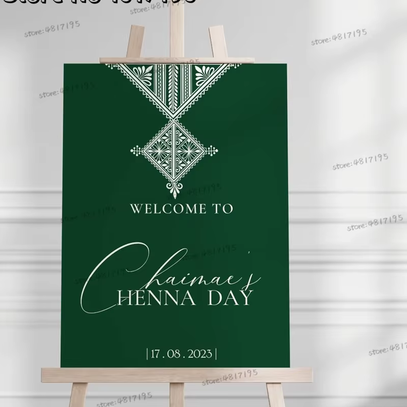 Autocollants de mariage de bienvenue islamique, décalcomanies avec noms personnalisés, autocollants en vinyle pour le jour du henné arabe, signe de fête de bienvenue au henné musulman