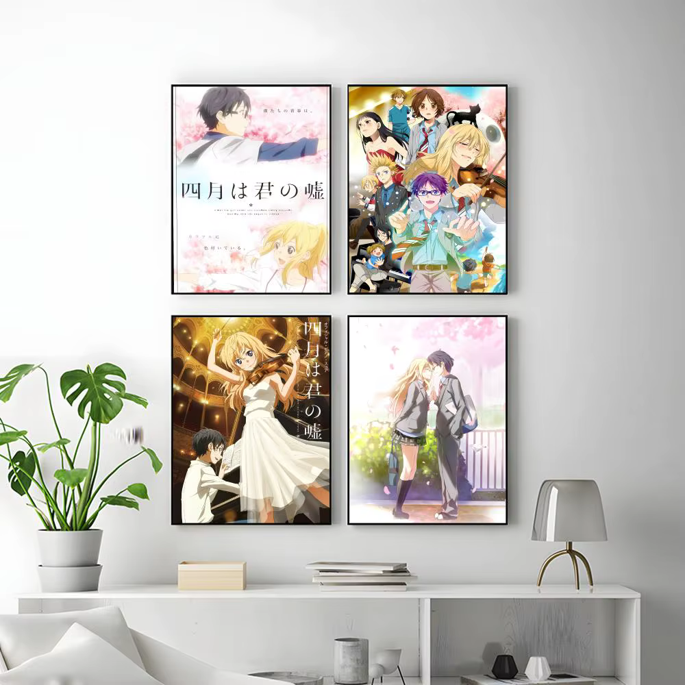 Affiche Anime Your Lie In April HD, décoration murale polyvalente et imperméable, auto-adhésive, parfaite pour toute pièce et cadeau idéal