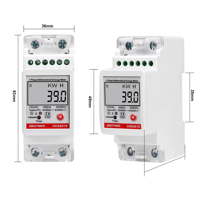 Compteur d'énergie électrique monophasé, KWH RS485, Modbus, courant, tension, mesure de la puissance, meilleur vendeur, AC 230V, 60A