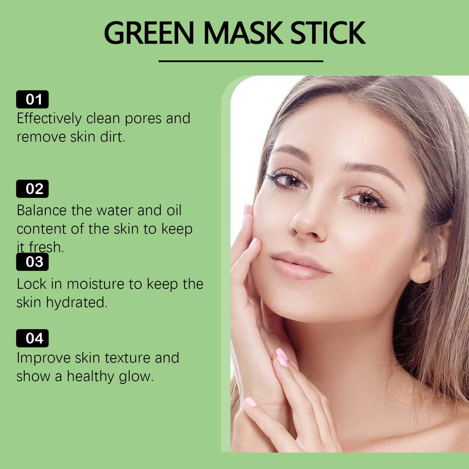 Bâtonnet d'argile au thé vert pour le visage, masque vert en stick, anti-acné, réduit les points noirs, extrait de thé vert, masque facial, nettoyage des pores, 1 à 5 pièces