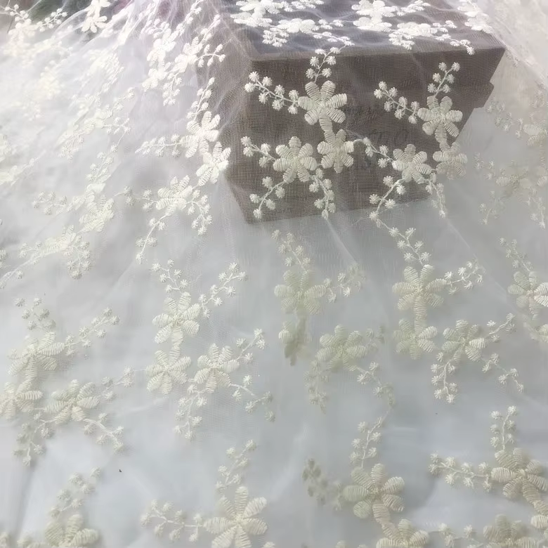 Tissu en dentelle pour robe de mariée, robe d'aviation à la main, nappe en maille, vêtements de littérature douce, prix de 1 mètre