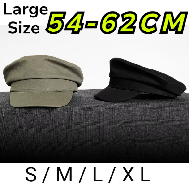 Chapeaux Militaires Grande Taille 62cm pour Hommes, Chapeaux de Soleil en Coton pour l'Été, Casquettes de Cadet Anti-UV, Casquettes Plates Rétro Rouge Armée pour Femmes, Bérets de Marine