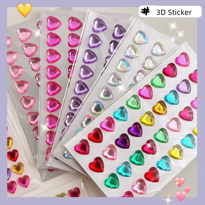 Autocollants 3D stéréoscopiques en forme de cœur pour scrapbooking, fournitures de récompense pour enfants