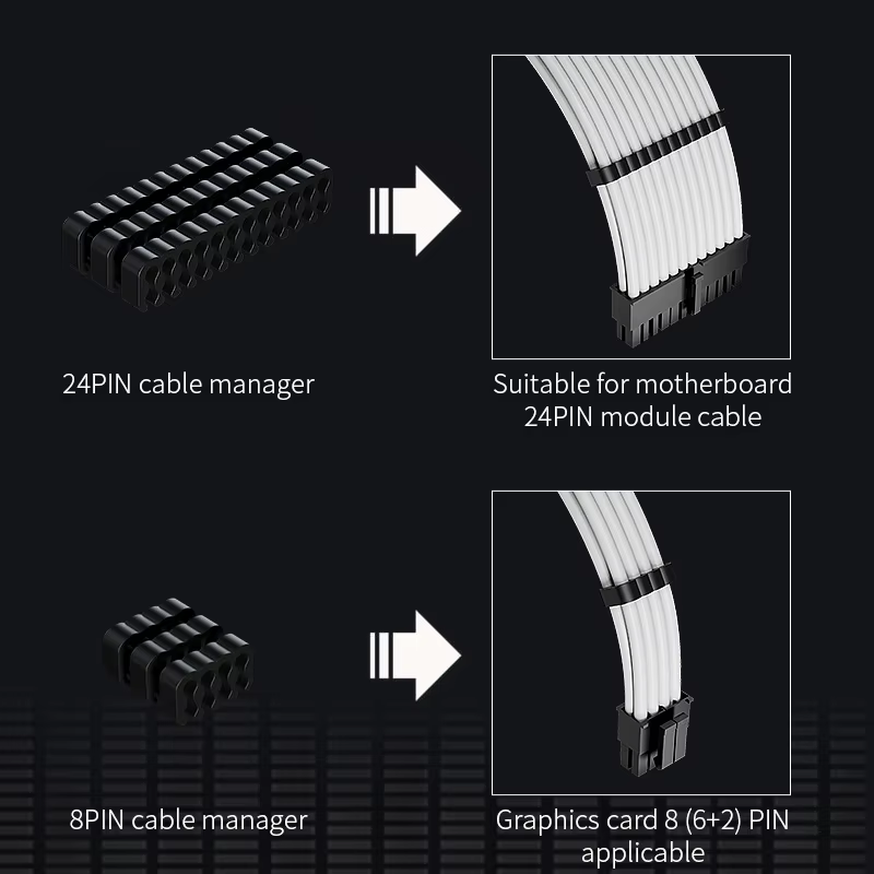 Teucer câble peigne ordinateur alimentation Module câble peigne carte mère 24PIN câble organisateur CPU carte graphique câble serre-câble