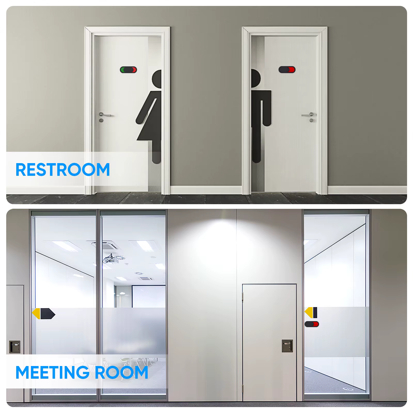 Panneau coulissant pour salle de conférence, 2 pièces, ne pas déranger, salle de conférence, curseur de confidentialité, toilettes vacantes, panneau d'occupation, plaque de porte