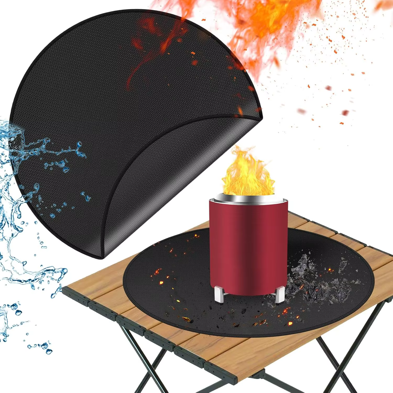Tapis ignifuge de 11 pouces pour réchaud de table, accessoires de réchaud, tapis de table ignifuge, facile à nettoyer, tapis de barbecue d'extérieur