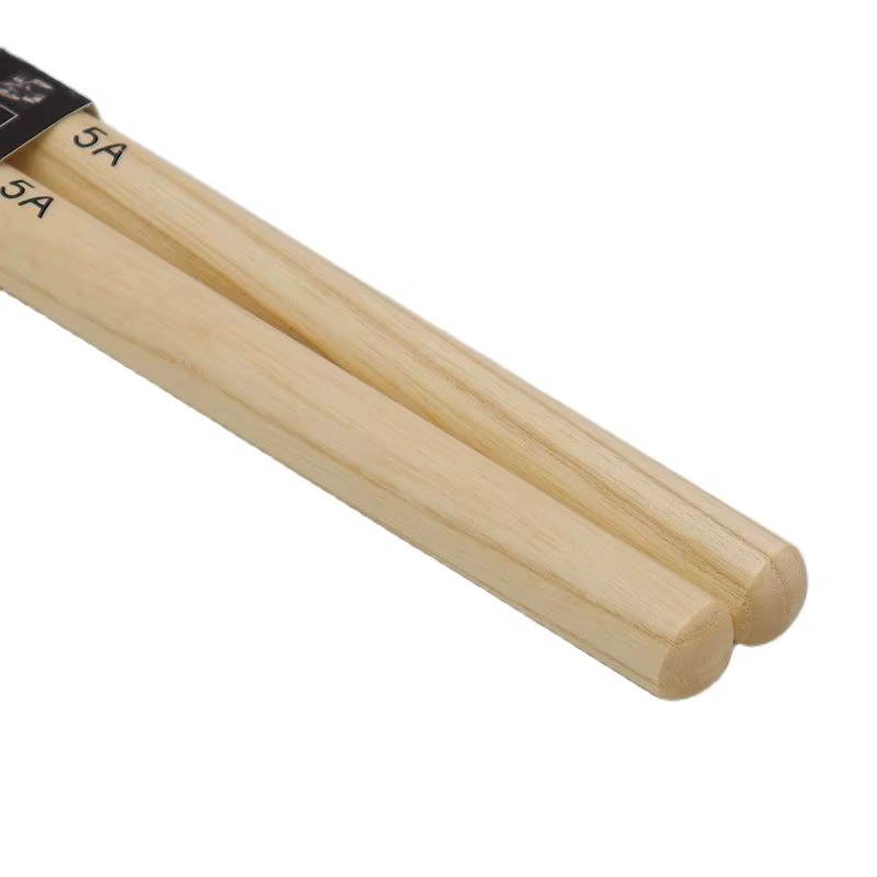 12 paires de bâtons de hickory 5A avec pointe en nylon, bâton en bois
