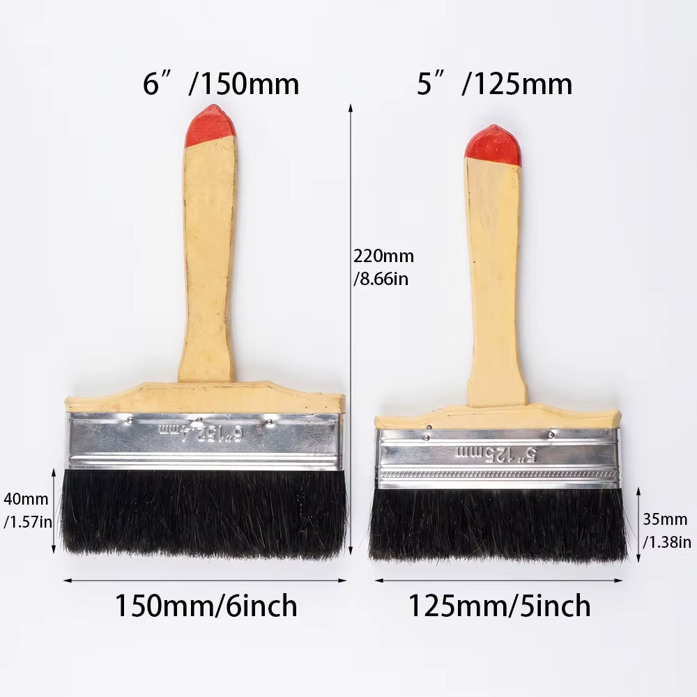Pinceau noir multifonctionnel, adapté à la peinture, au dépoussiérage, à l'application de colle et à la peinture murale 1', 2', 2,5', 3', 4', 5', 6'