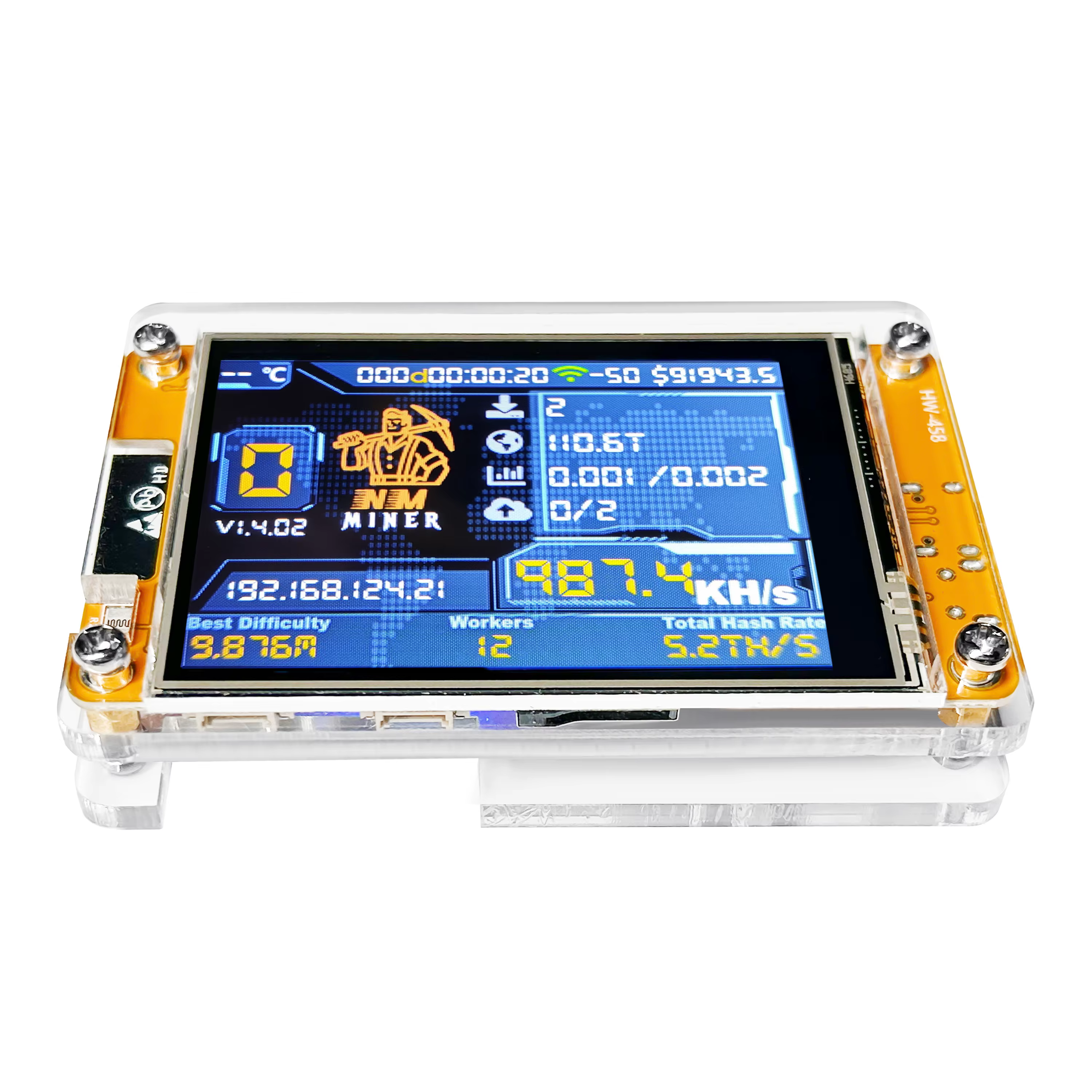 Hashrate 987KH/s NMMiner Bitcoin Lucky Miner pour les passionnés d'informatique, écran intelligent de loterie solo de 2,8 pouces, Crypto ESP32-2432S028R DROOM