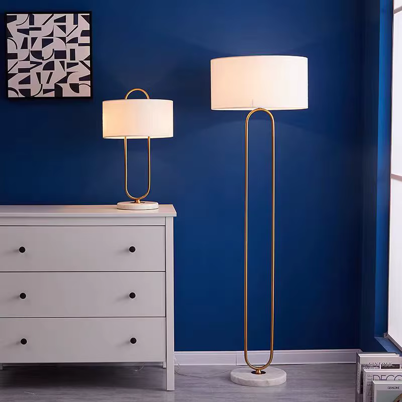 Warner-Lampe de Table LED en Tissu Minimaliste, avec Base en Marbre, Verticale, pour Chambre à Coucher