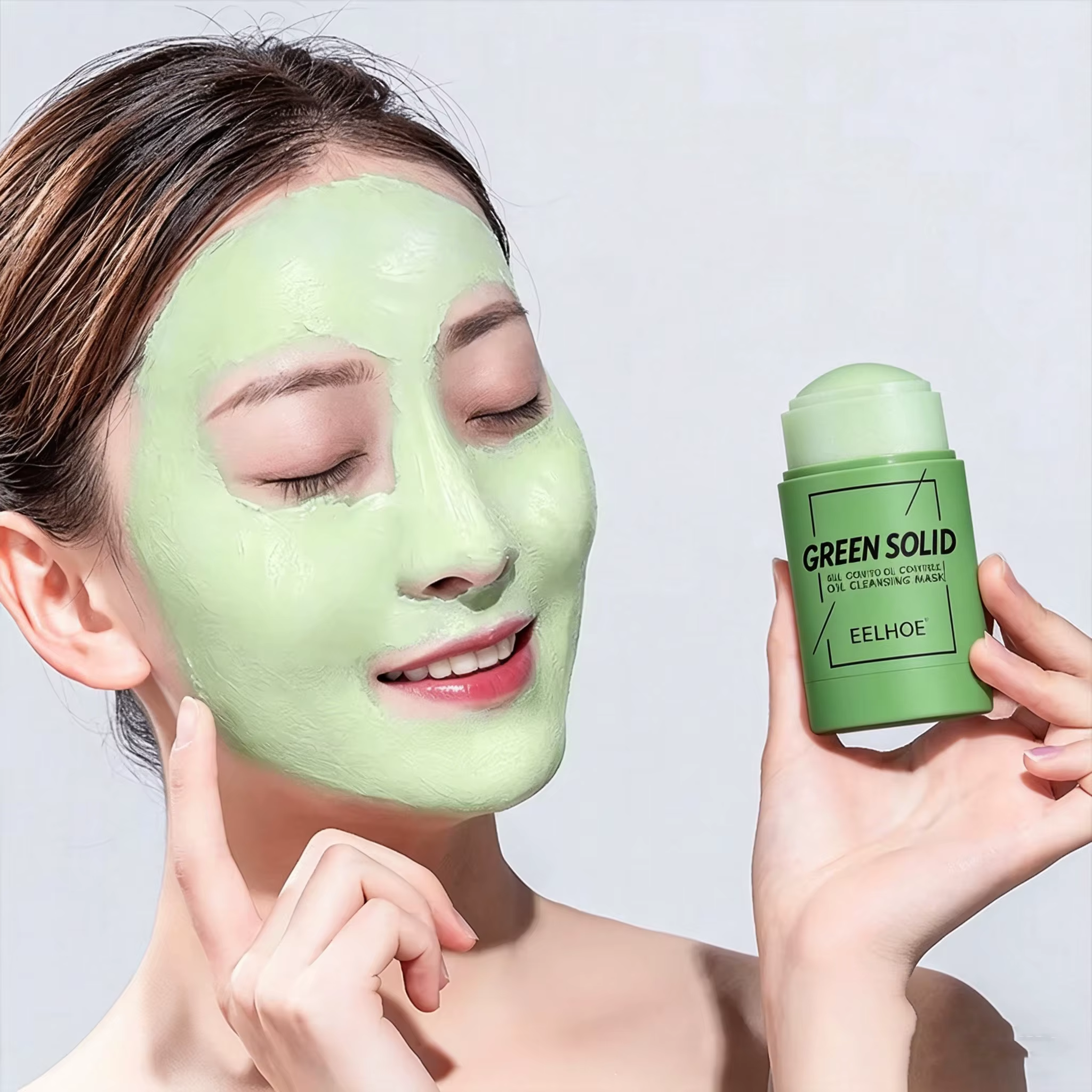 Bâtonnet d'argile au thé vert pour le visage, masque vert en stick, anti-acné, réduit les points noirs, extrait de thé vert, masque facial, nettoyage des pores, 1 à 5 pièces