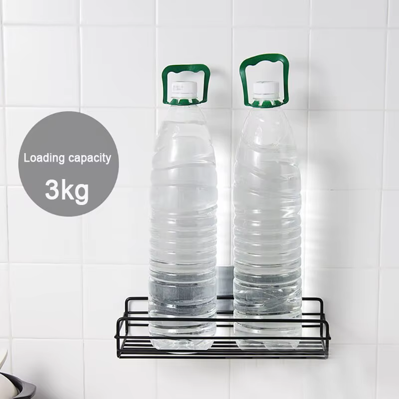 Salle de bains Rack De Rangement Cuisine Organisateur Étagère Noir Étagères Coin Cadre Fer Douche Poinçon Libre Monté Caddy Rack