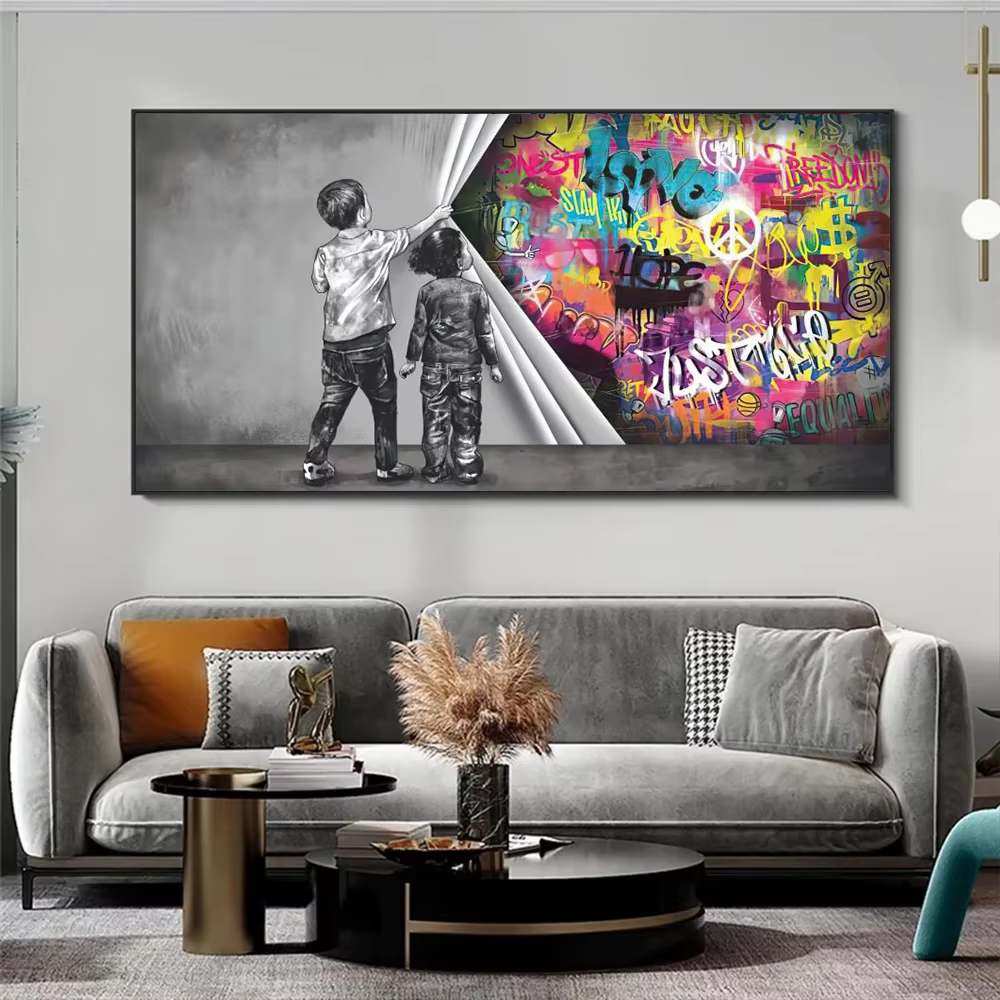 Affiche murale abstraite avec Graffiti de rue, tendance, haut de gamme, décoration murale moderne pour la maison, peinture imprimée sur toile, décoration de salon