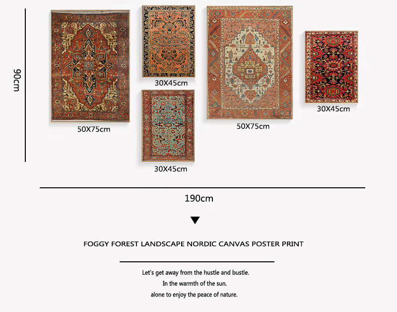 Affiches et impressions vintage à motif de tapis financièrement, art mural rétro, peinture sur toile, décoration d'intérieur antique, tapis persans