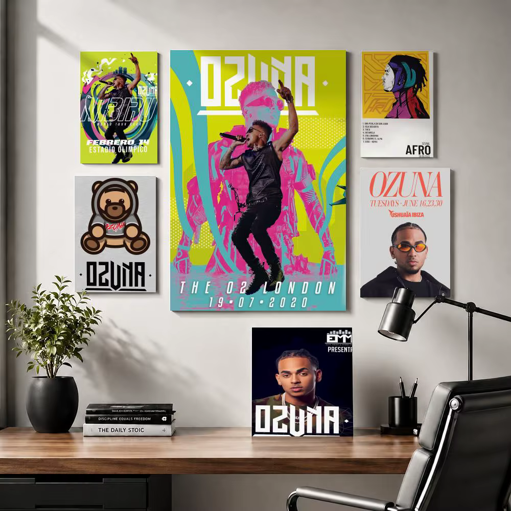 Peinture sur toile moderne avec calligraphie de la couverture de l'album de l'artiste O-Ozuna pour chambre à coucher et salon | Décoration d'intérieur, cadeau
