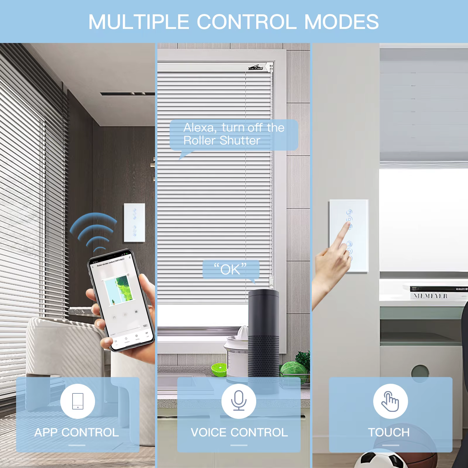 BSEED-Joli d'obturateur intelligent WiFi, double interrupteur ennemi sans fil, panneau tactile en cristal, fonctionne avec l'application Tuya Alexa Smart Life