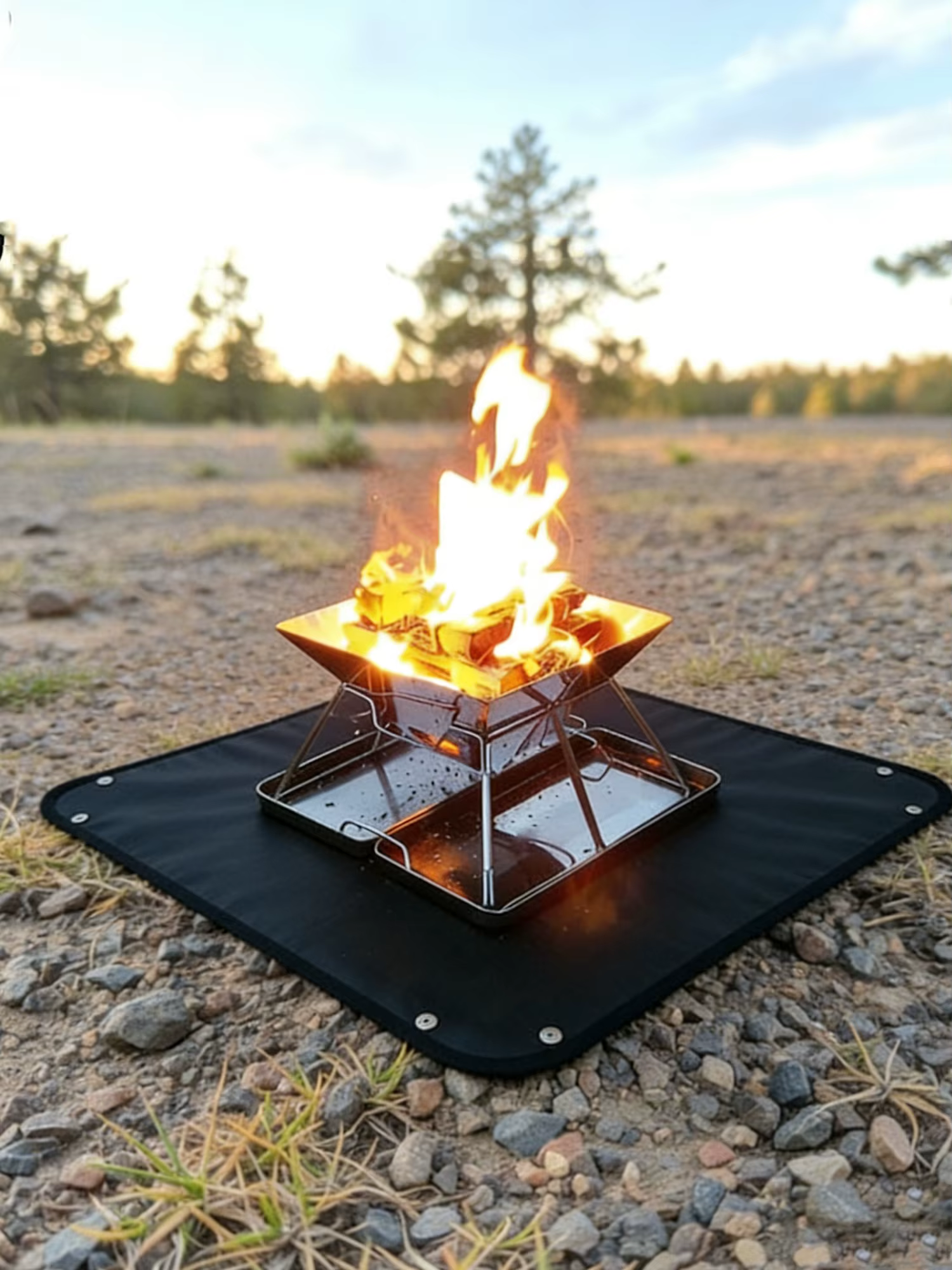 Tapis ignifuge pour foyer et poêle, tapis à braises remplissable d'eau avec bord surélevé 3D, protection thermique pour sol de barbecue