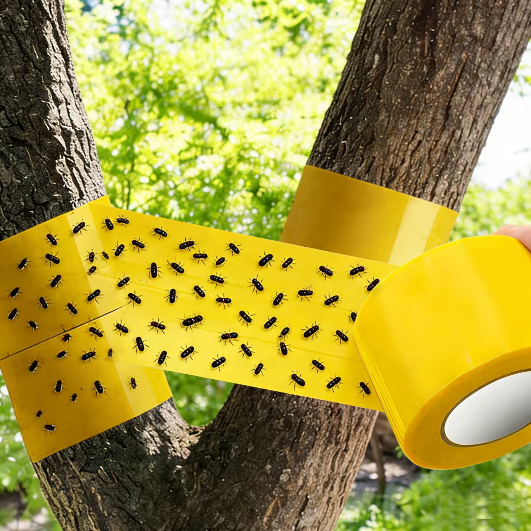 Ruban Adhésif Double Face Ultra-Adhésif Anti-Insectes Jaune – Piège Autocollant pour Arbres – Contrôle des Nuisibles de Jardin – Prévient les Mites et les Insectes Grimpants sur les Arbres