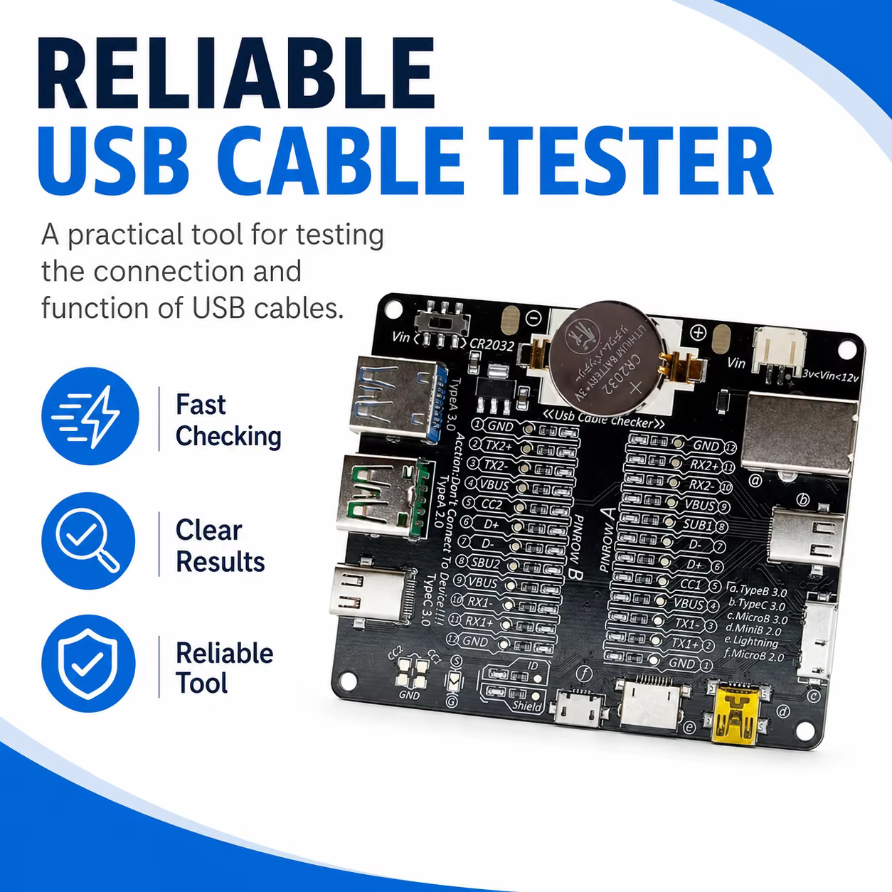 DT3 testeur de câble USB carte de détection de câble de données pour IOS Android Micro type-c court-C outil de carte de Test de commutation marche-arrêt