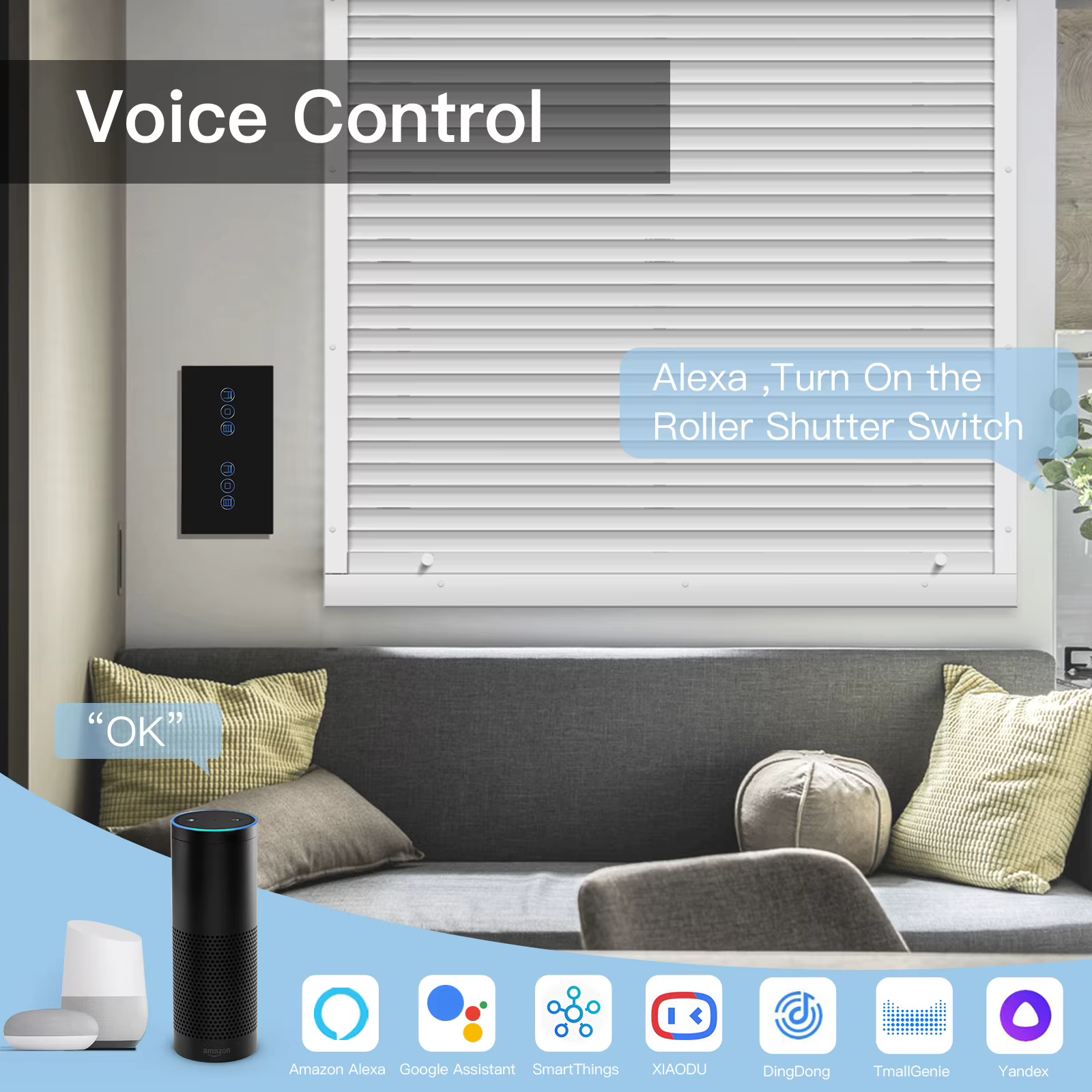 BSEED-Joli d'obturateur intelligent WiFi, double interrupteur ennemi sans fil, panneau tactile en cristal, fonctionne avec l'application Tuya Alexa Smart Life