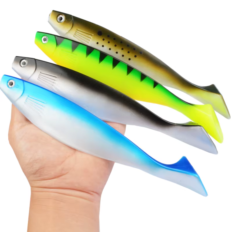 Super grand appât souple t-tail grand maquereau pêche en mer appât souple 23.5cm68 grammes leurre de mer profonde poisson souple appât artificiel