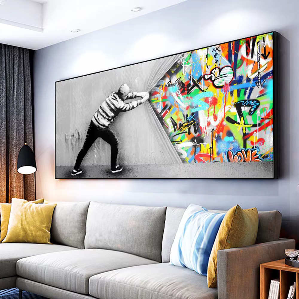 Affiche murale abstraite avec Graffiti de rue, tendance, haut de gamme, décoration murale moderne pour la maison, peinture imprimée sur toile, décoration de salon
