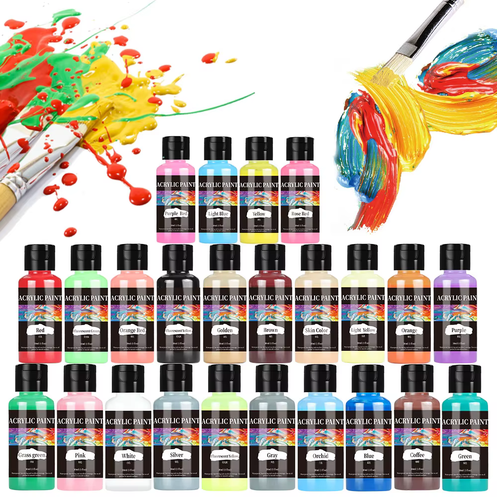 Ensemble de peinture acrylique en bouteille, peinture pour vêtements en tissu, peinture Johanna pour cuir, pigment de bricolage, 24 couleurs