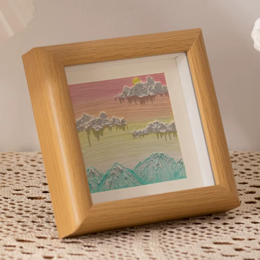 Mini cadre photo créatif en bois, ornements en bois, cadre photo DIY, cadre d'affichage carré pour peinture