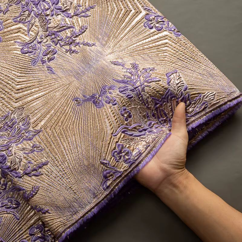 Kalporcelain-Tissu africain en dentelle pour la couture de robes de soirée de mariage, brocart doré, jacquard, offre spéciale, 5 mètres, F3466