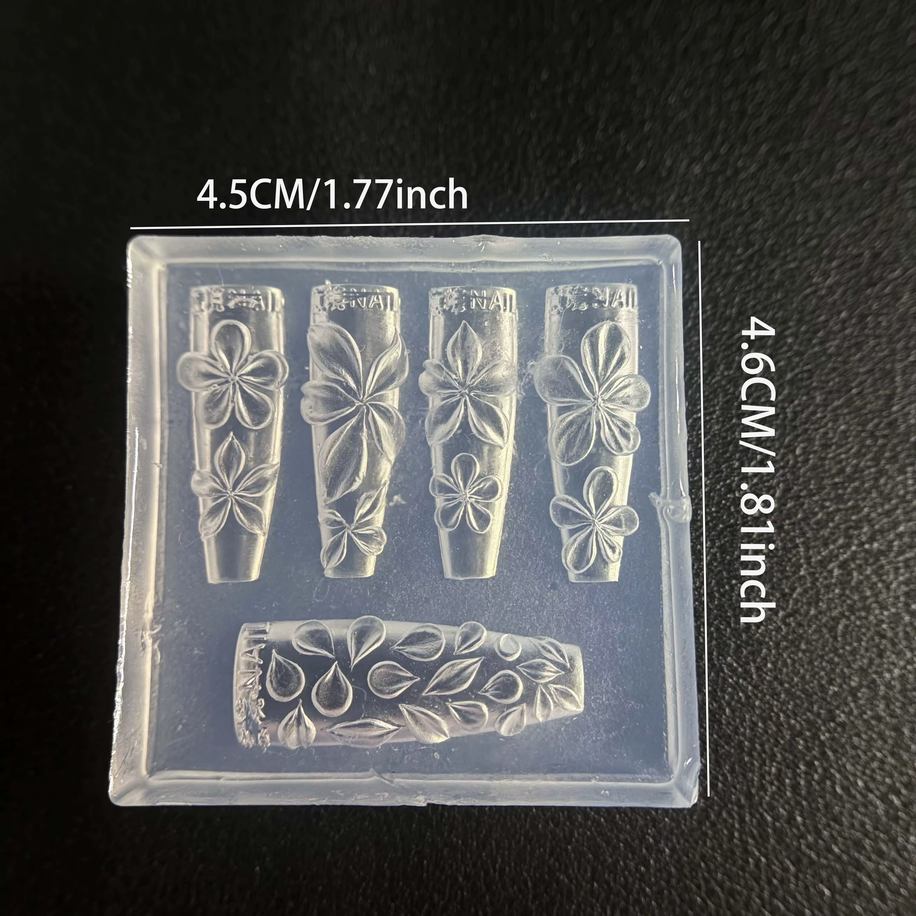 1 moule en silicone pour nail art, motif dessin animé mignon, fleur, chaîne, cerise, nœud, design 3D transparent, pour décoration d'ongles DIY