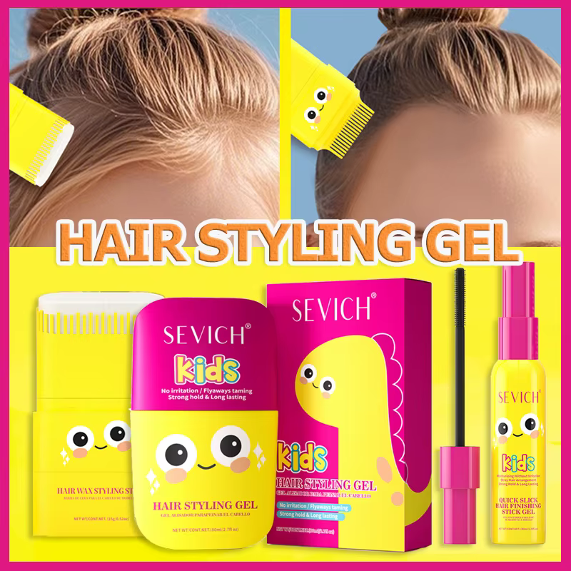 Gel coiffant pour enfants, bâton de cire pour cheveux rebelles, crème coiffante pour enfants avec peigne, bâton de finition pour cheveux