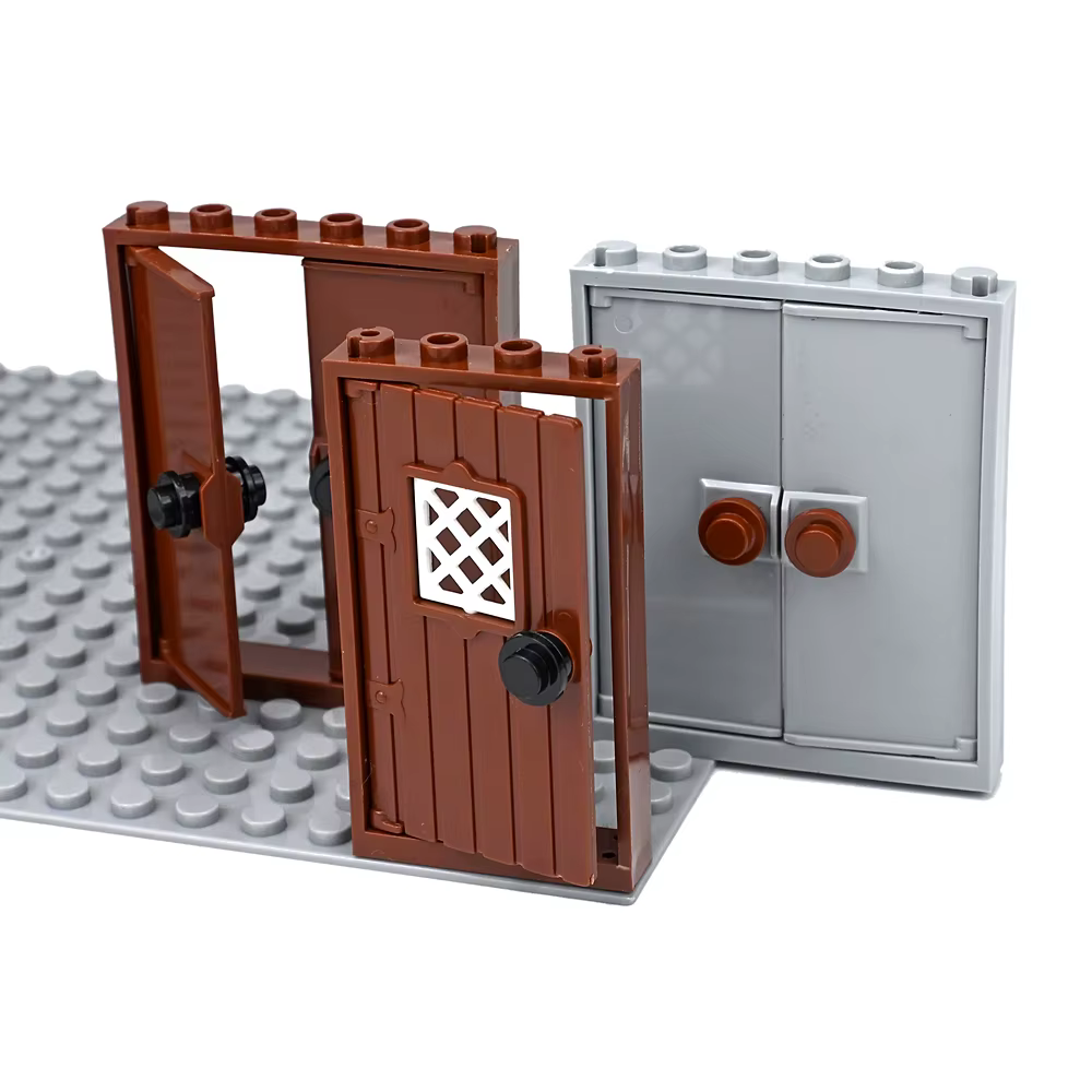 MOC Blocs de construction pour meubles de maison, double porte avec poignée, 1x6 1x4, cadre de fenêtre d'armoire, brique de château, compatible petites particules