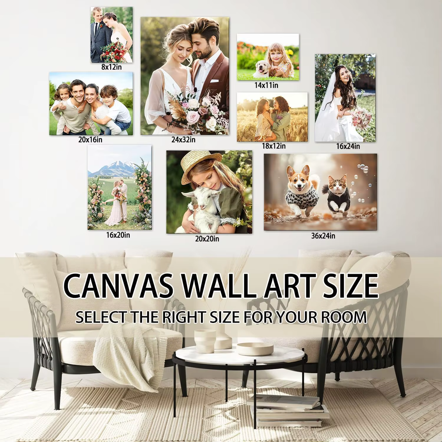 Toile personnalisée encadrée/sans cadre, impression HD, personnalisez votre image, art mural personnalisé