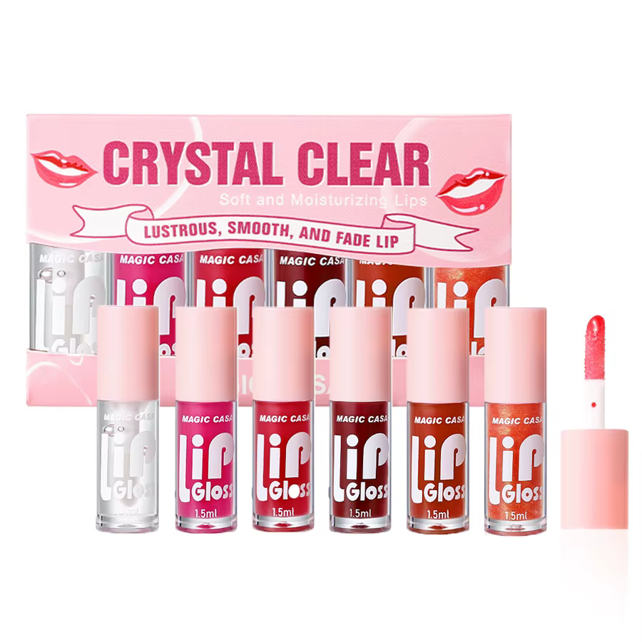 Petite bouteille d'huile hydratante pour les lèvres, 6 pièces/ensemble, liquide hydratant longue durée, lisse et scintillant