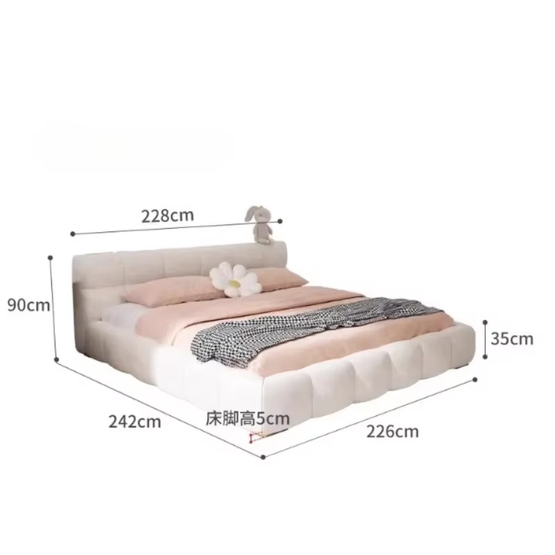 Lit double avec cadre, tête de lit esthétique, tables de chevet pour enfants, rangement intégré, mobilier de salon, accessoires pour la maison