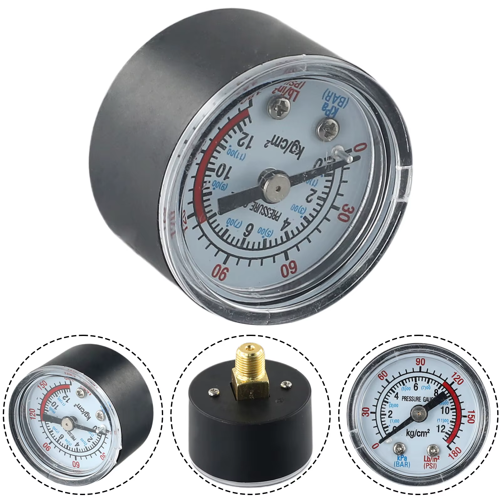 Manomètre de pression de fluide hydraulique pneumatique, compresseur d'air, filetage 1/8 NPT 0-12Bar 0-180PSI, manomètre à Double échelle