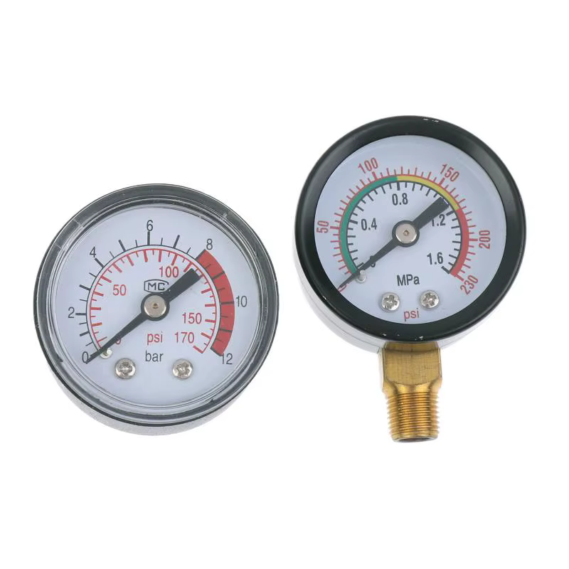 Manomètre compresseur d'air liquide hydraulique pneumatique 0-12Bar/0-170PSI Instrument de mesure à cadran facile à lire
