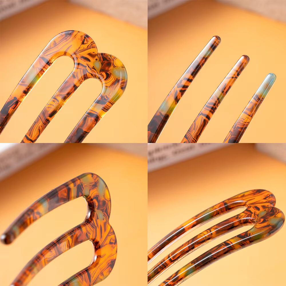 Fourchettes à cheveux à l'acide acétique, bâtons à trois dents, peigne en forme de U, chignon, épingle à cheveux pour femmes et filles, accessoires de coiffure, bandeau