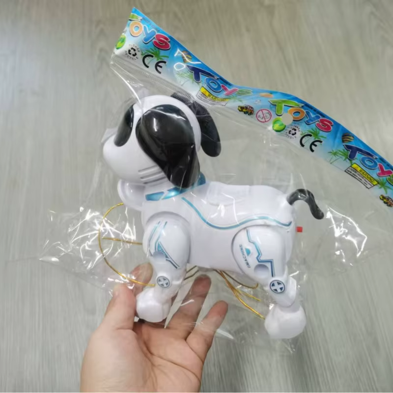 Chiot de simulation transfrontalier avec fonction de traction et de marche, jouet lumineux